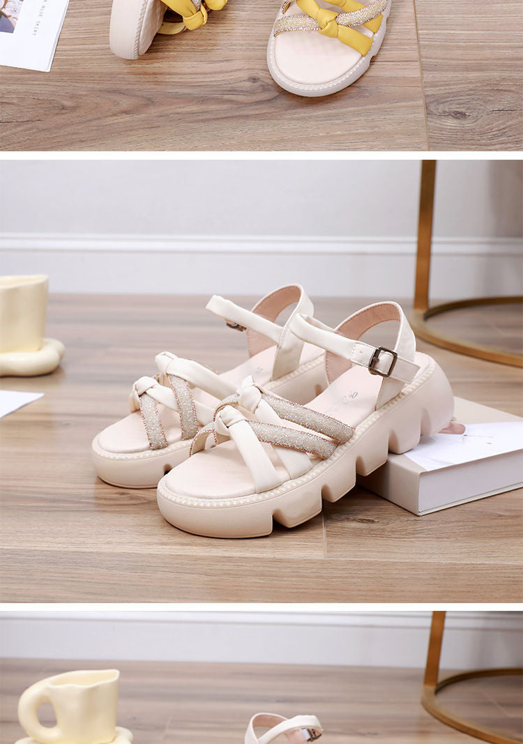 New summer comfortable non-slip outdoor casual wedge-heeled platform flat sandals CH804