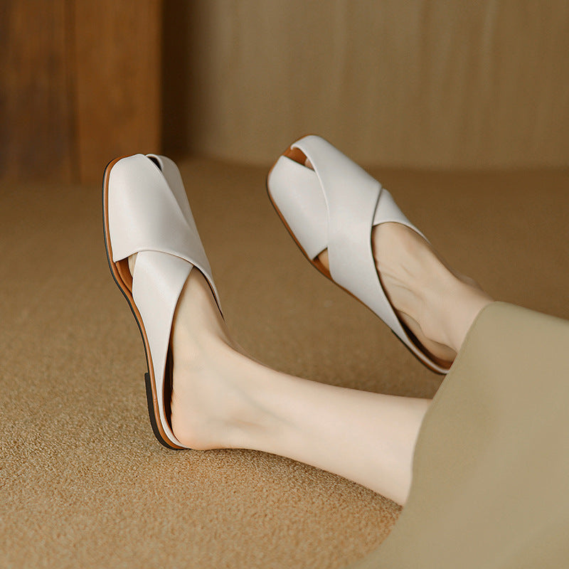 2024 summer new simple flat sandals for women temperament sandals half-covered LY1162