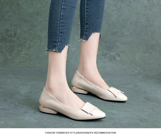 New spring and autumn thick heel leather soft sole shoes CH809