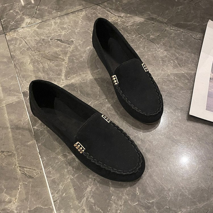 2024 Spring and Summer New Round Toe Large Size Metal Buckle Casual Comfort Shoes CH754