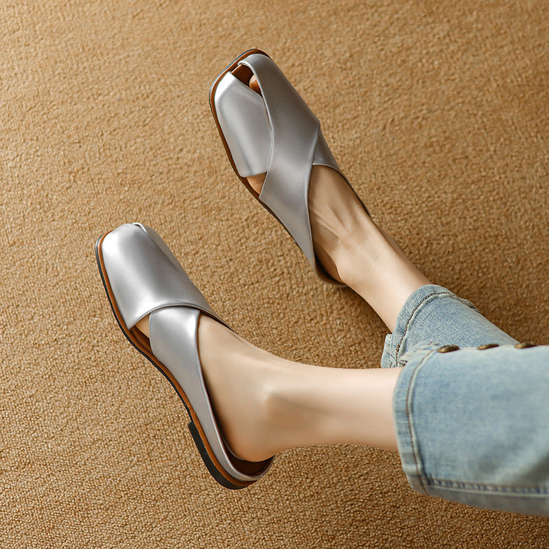 2024 summer new simple flat sandals for women temperament sandals half-covered LY1162