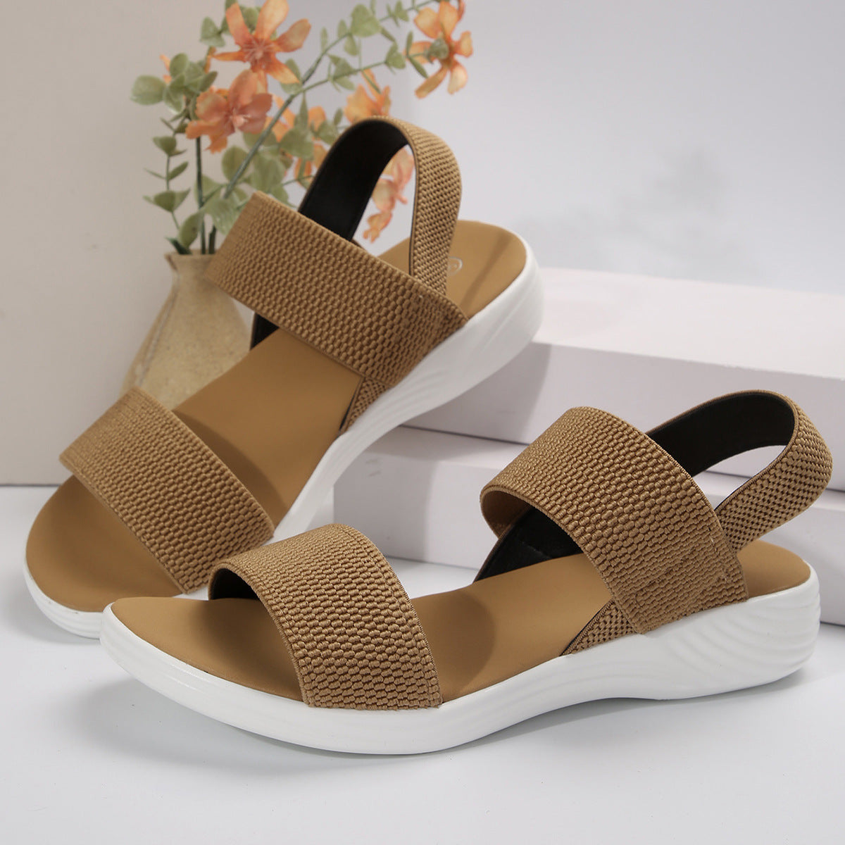 Summer large size women's shoes casual elastic band flat sandals TB003