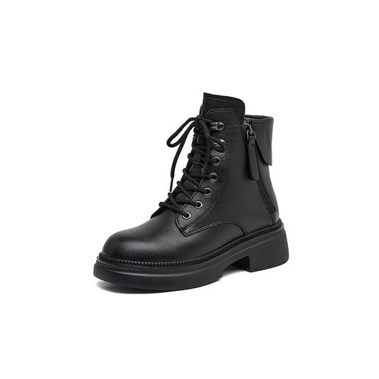 2024 autumn genuine leather retro martin boots women's double side zipper thick sole boots CH815