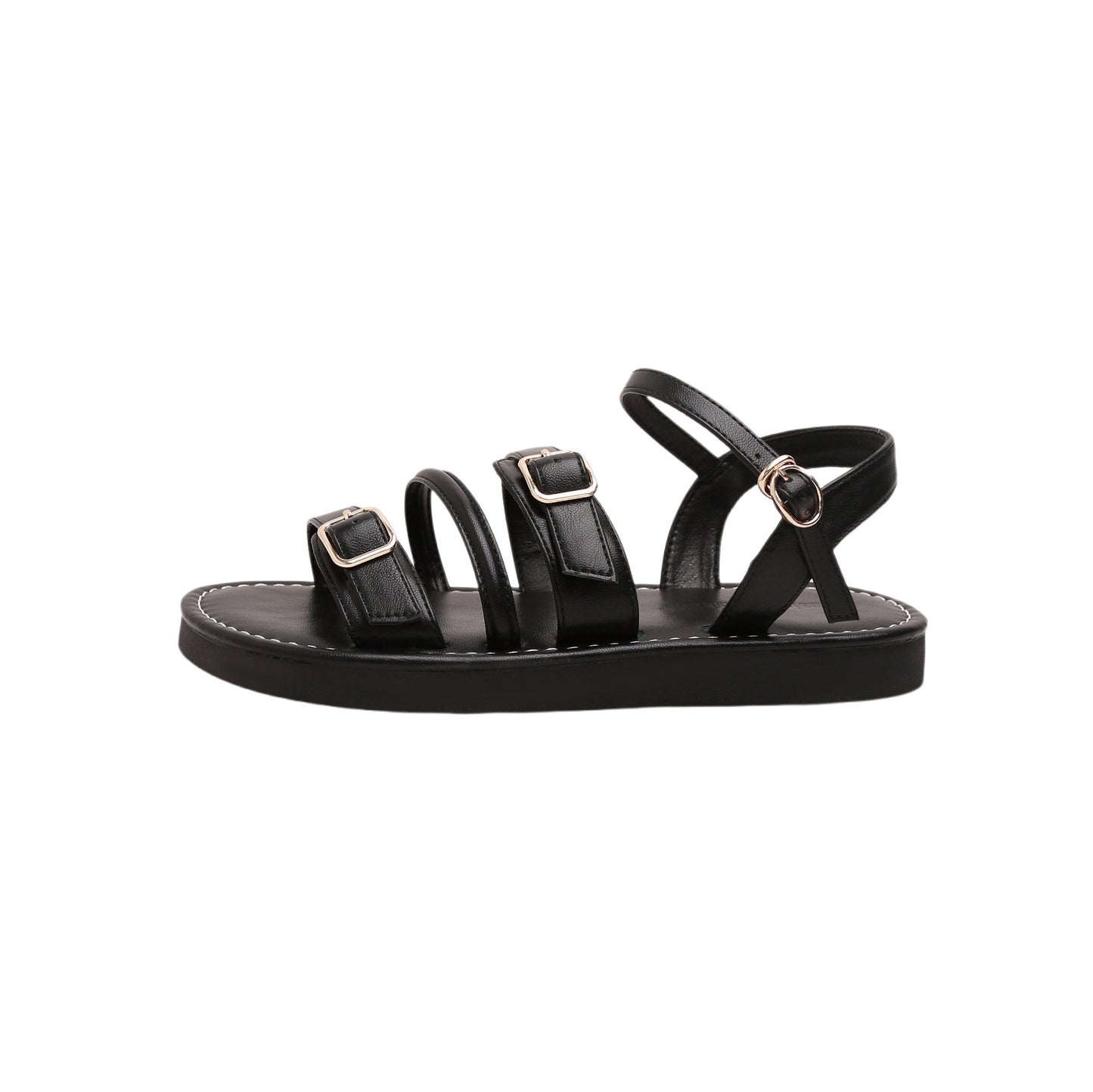 2024 Summer New Flat Retro Belt Buckle Sandals PR095