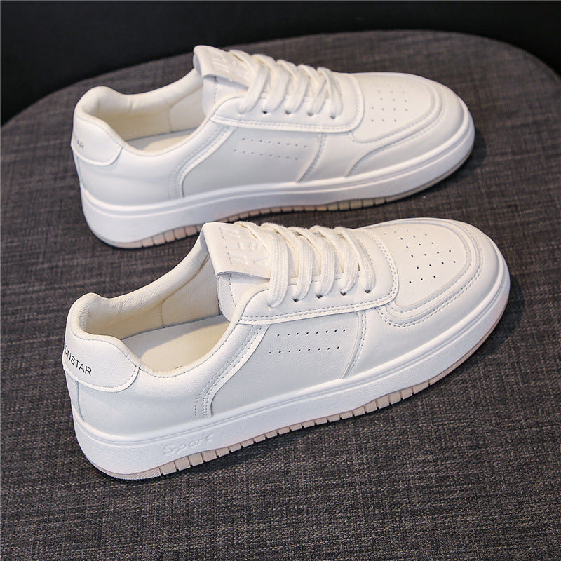 New style genuine leather white shoes women's flat casual sports shoes V267
