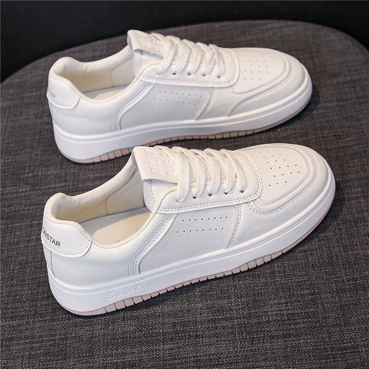 New style genuine leather white shoes women's flat casual sports shoes V267