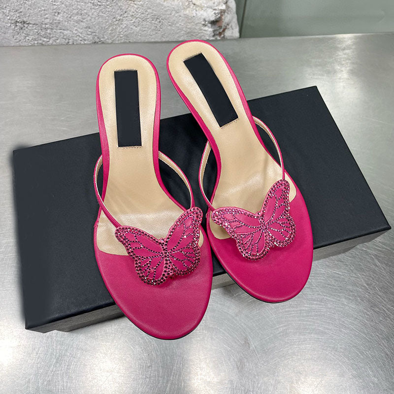 Summer colorful butterfly fish mouth high heel sandals H120
