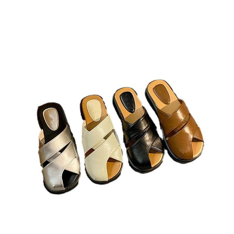 High quality slippers for women to wear outside beach flat sandals H124