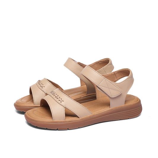 2024 new summer soft sole slip-on flat casual comfortable women's shoes first layer cowhide sandals DG051