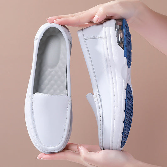 Autumn new breathable genuine leather white shoes soft bottom air cushion flat shoes for women PR156