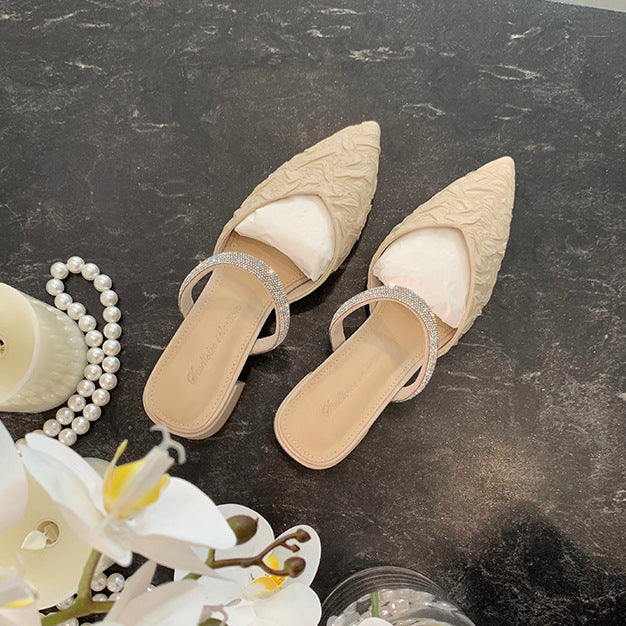 2024 Summer New European and American Diamond Pointed Thick Heel Sandals Di605