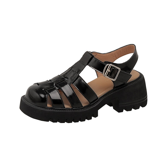 New Summer Platform Women's Shoes Thick Heels High Heels Retro Hollow Woven Shoes LD371