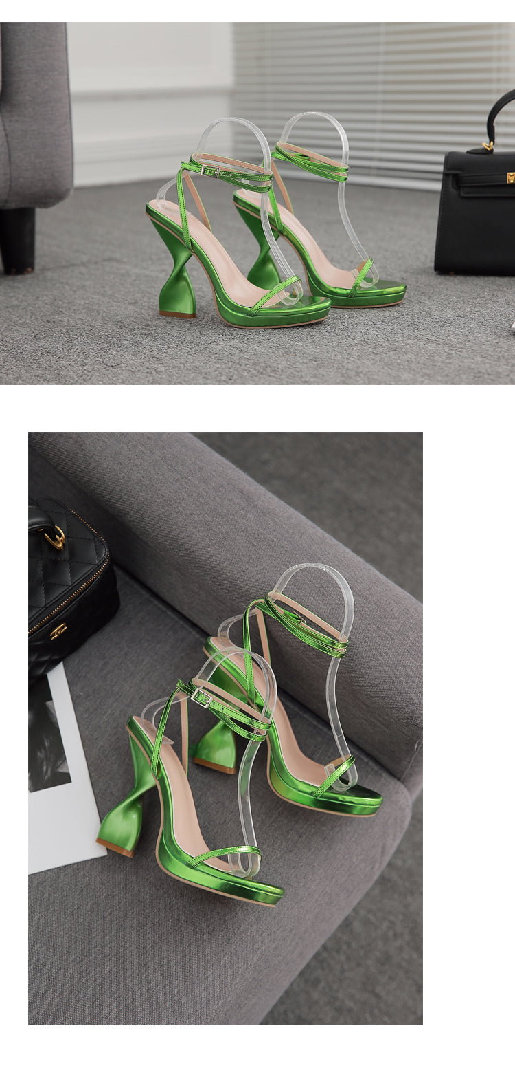 Waterproof purple foreign trade large size one-line high-heeled sandals G465