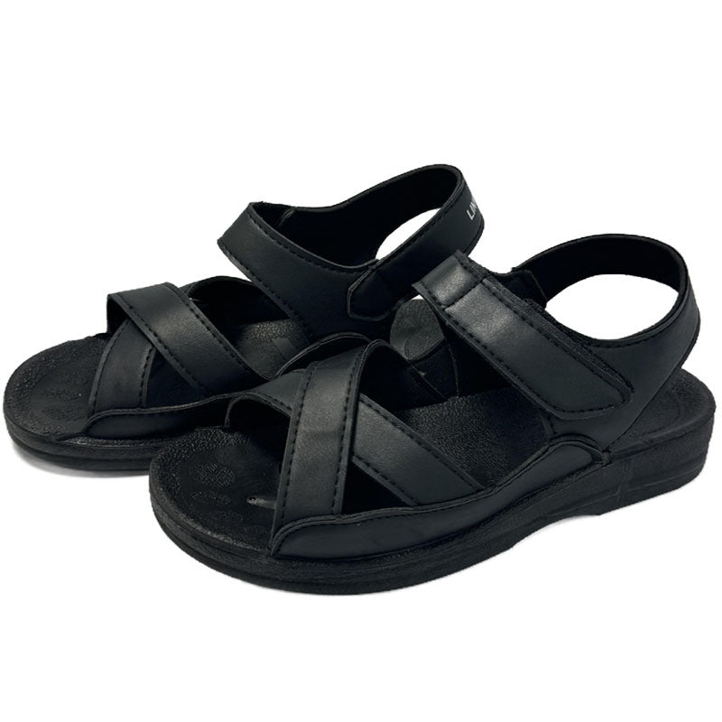 Black cross strap soft bottom sandals G169