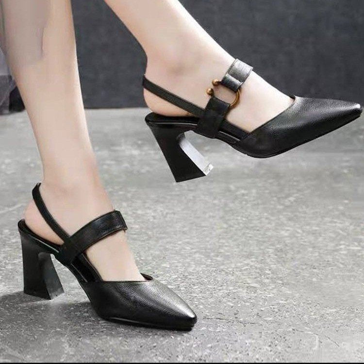 Summer new hollow back sandals women's casual square head fashion women's shoes H153