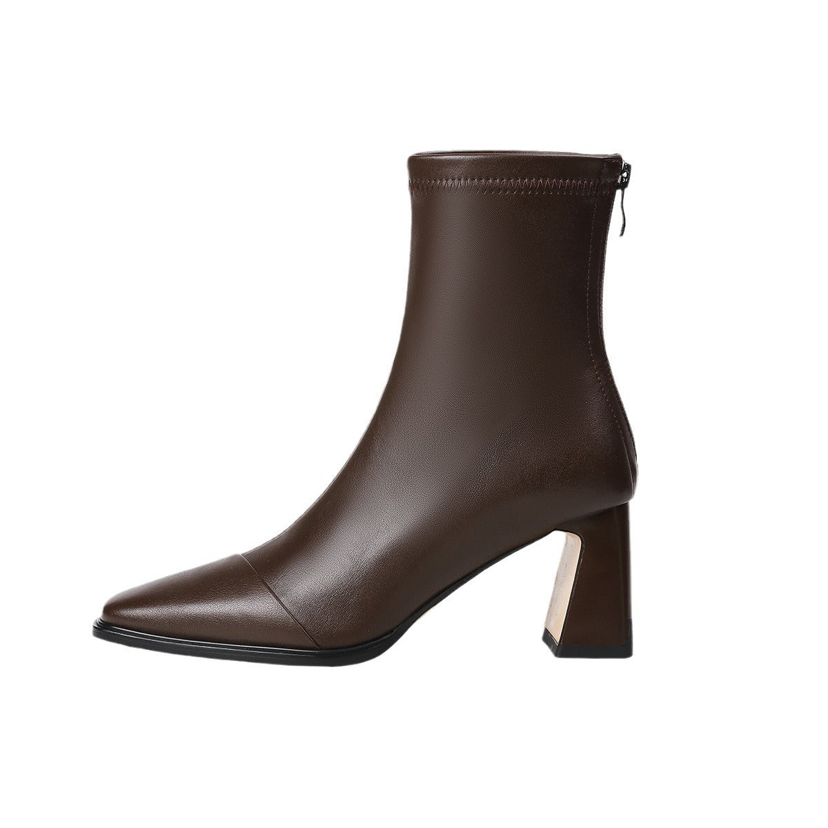 2024 new brown square toe mid-calf ankle boots LY828