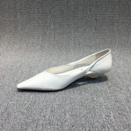 New waxed leather fashion hollow pointed comfortable low heels for spring and autumn G997
