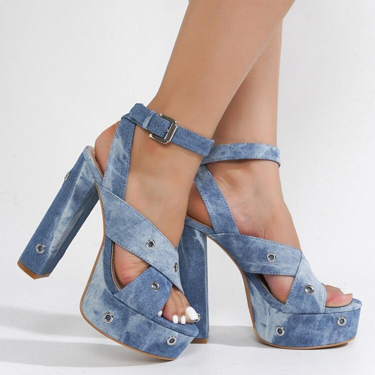 2024 new fashion thick-heeled water platform paired with slim and elegant open-toe sandals LD424