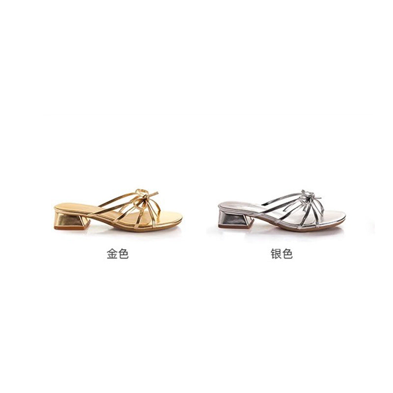 Sweet Bow Knot Versatile Small Chunk Heel Open Toe Sandals for Women's Summer Outerwear LD255