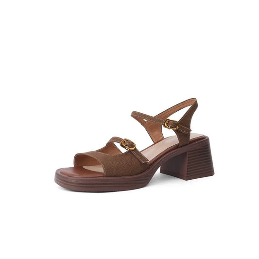 2024 new square head retro thick bottom waterproof platform open toe thick heel sandals G873