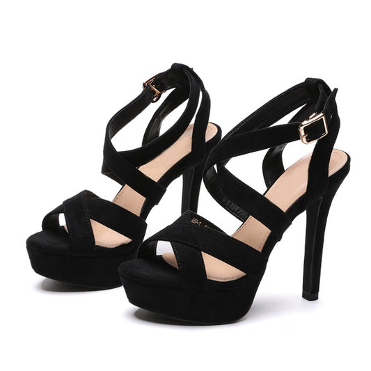 Women's summer super high heels cross strap waterproof platform buckle sandals LD204