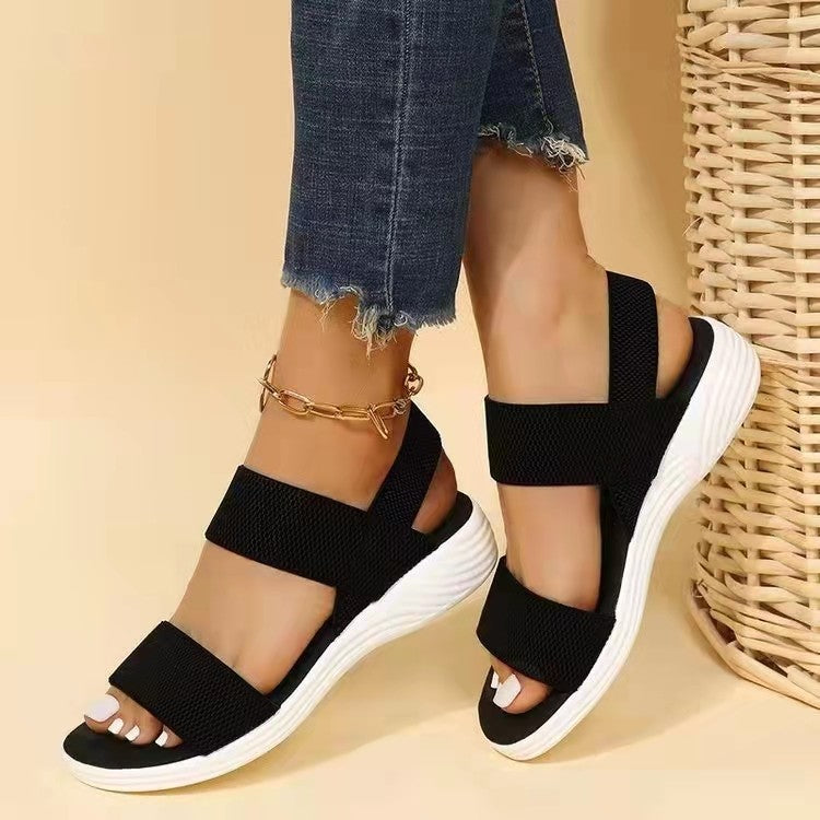 Summer large size women's shoes casual elastic band flat sandals TB003