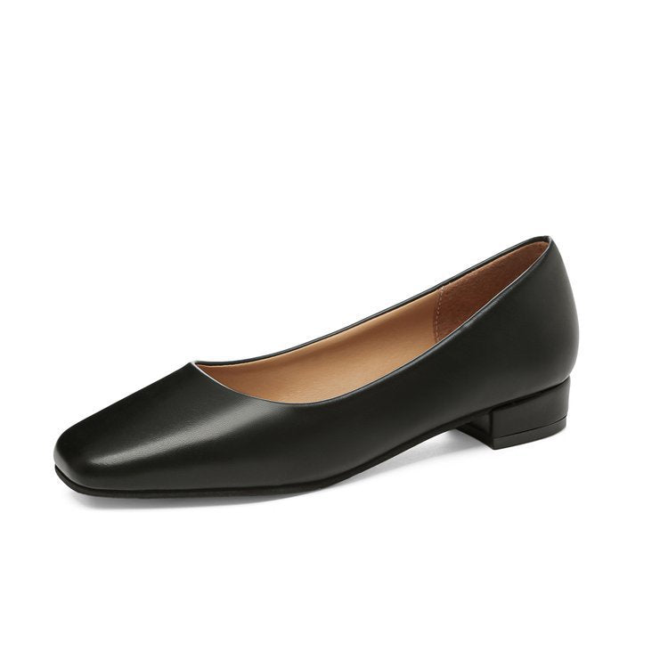 Autumn new large size square toe shoes shallow mouth comfortable low heel women's shoes PR107