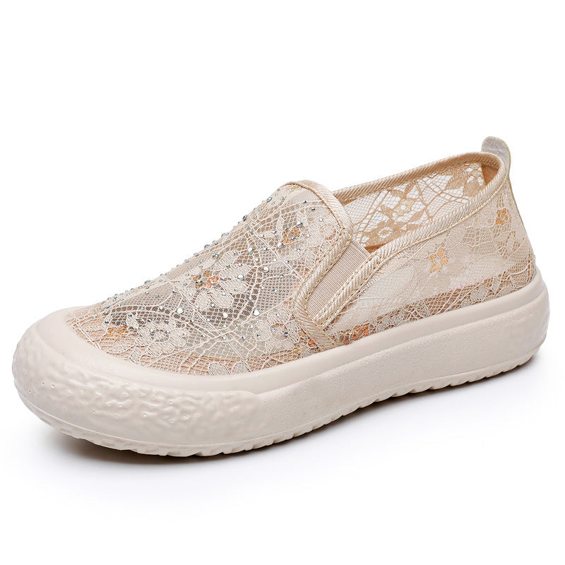 2024 Spring and Summer New Thick-soled Breathable Lace Mesh Casual Shoes MQ048