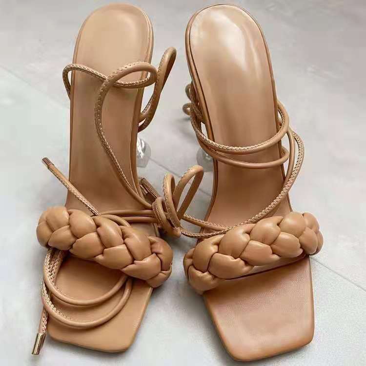 New high heel square toe ankle strap large size sandals LD205