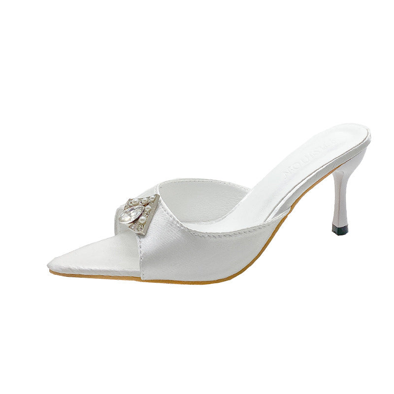 2024 summer new rhinestone pointed temperament sexy high heel sandals JC085