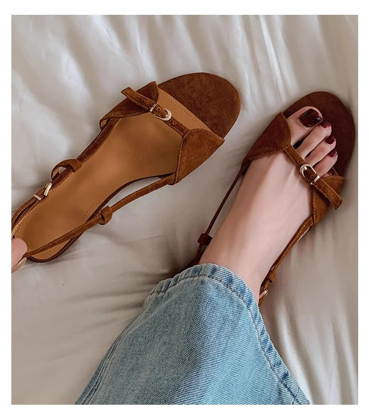 Designer open-toe casual style one-strap flat sandals G085