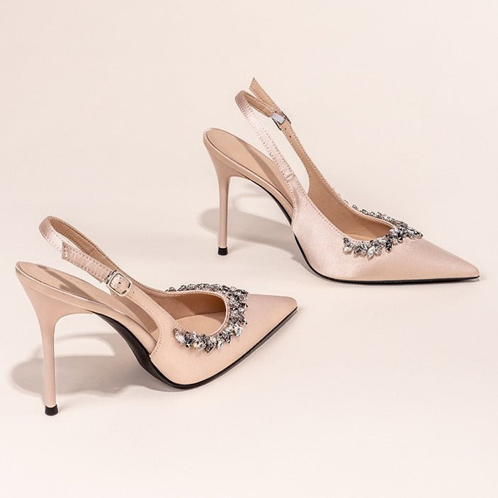 Beautiful crystal high heels women's evening dance shoes 2024 new summer rhinestone high heel sandals Di572