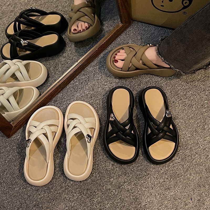 2024 new high-end fashion flip flops women's sandals casual thick-soled sandals V192