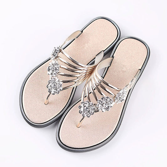 2024 flat rhinestone flip flops flower flip flops sandals LY1154