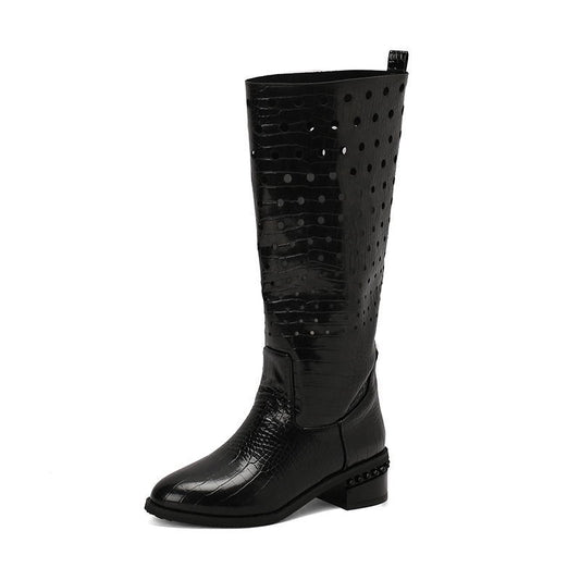 2024 autumn and winter new knight boots high pointed thick heel oversized women's boots GF000