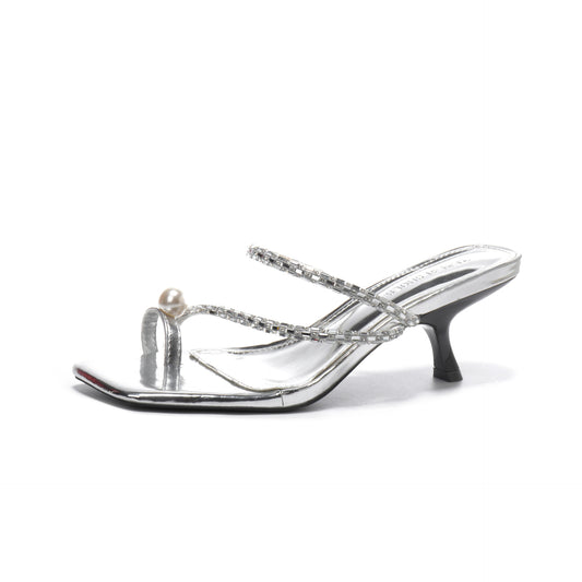 Pearl slip-on slippers with straps for outer wear, new style summer temperament rhinestone high-heeled sandals G498