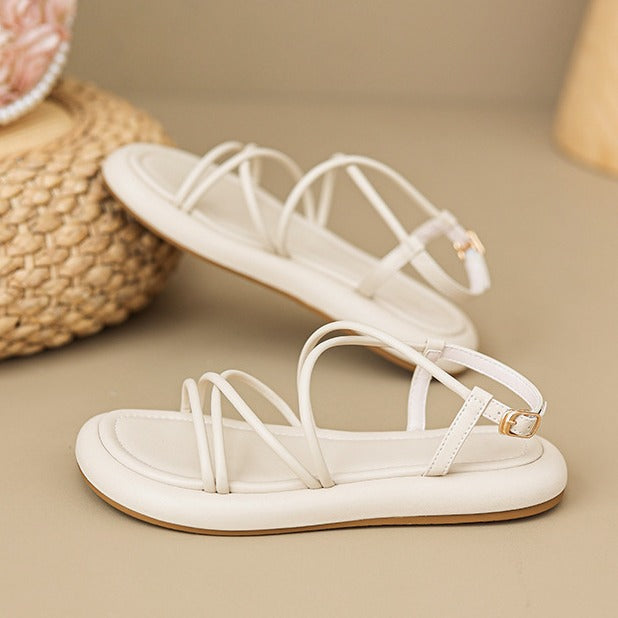 Summer 2024 new cross strap soft bottom flat beach shoes LD247