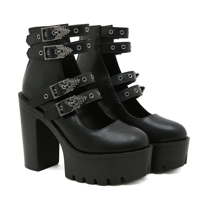 Summer new style punk rivet buckle ultra-high thick heel waterproof platform personality fashion women's shoes LD111