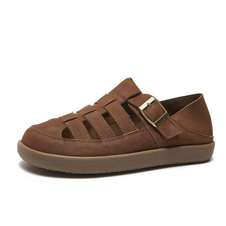 2024 Spring and Summer New Soft-soled Sandals Women's Genuine Leather Flat Non-slip Cowhide Shoes LD435