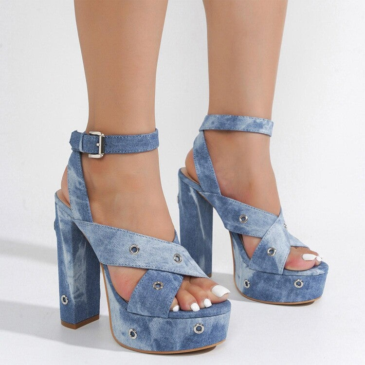 2024 new fashion thick-heeled water platform paired with slim and elegant open-toe sandals LD424