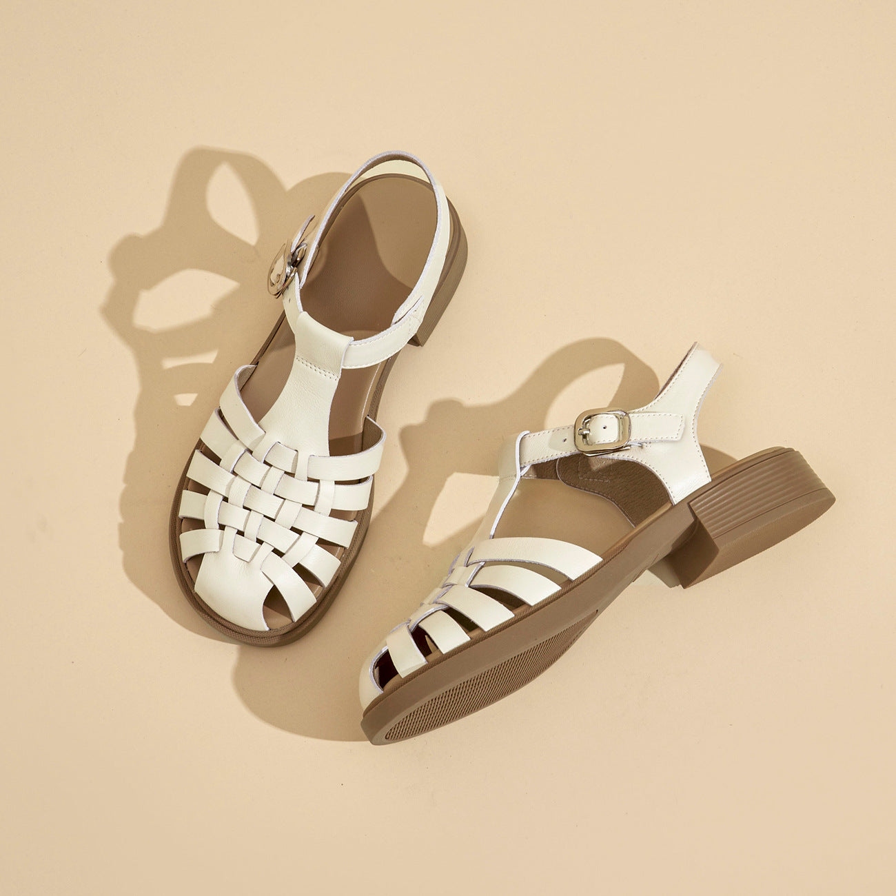 Genuine leather Roman sandals for women summer new style fashionable flat versatile shoes V248