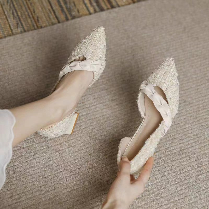 Shallow mouth pointed toe women's shoes 2024 new fashion thick heel casual high heels G975