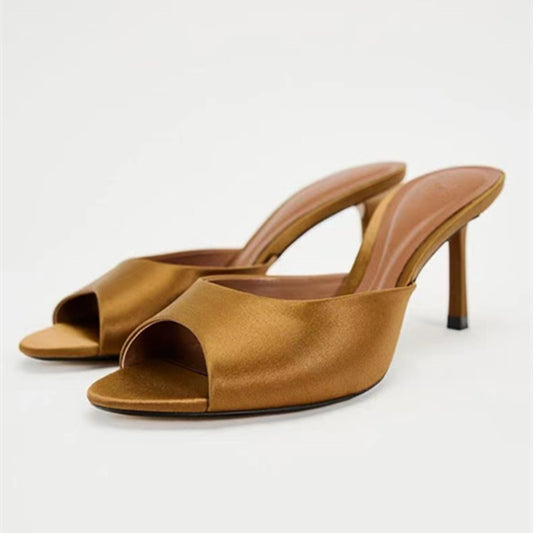 24 Summer new women's shoes gold satin fabric fashion high heel stiletto sandals FD205