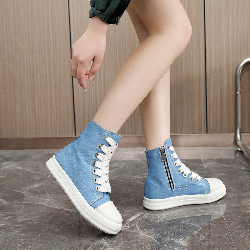 2024 new high-top canvas shoes height-increasing sneakers Di095