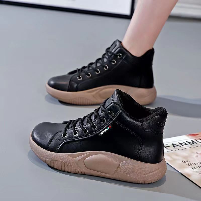 Autumn new thick-soled platform upper lace-up casual retro soft leather shoes for women LY992
