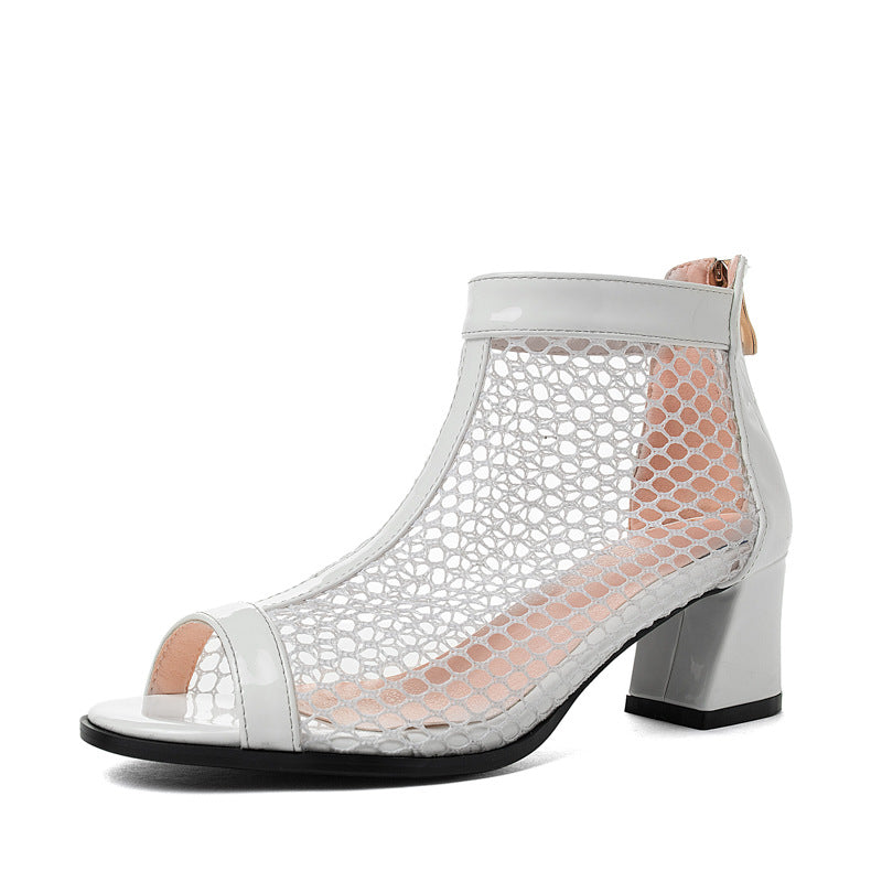 Spring and summer breathable mesh hollow middle-length sandals JC090