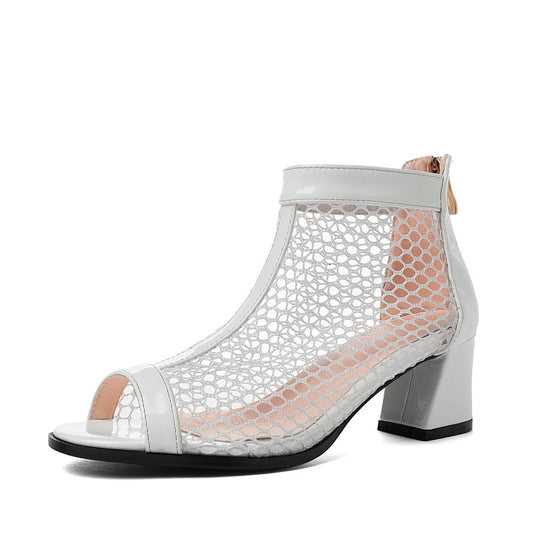 Spring and summer breathable mesh hollow middle-length sandals JC090