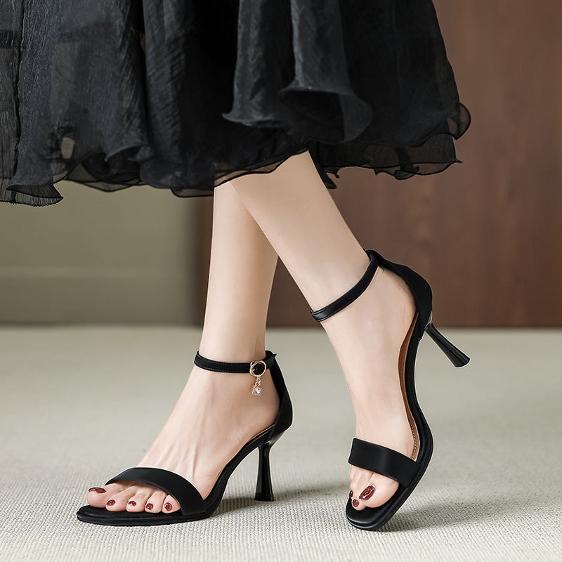 2024 new French fashion all-match sexy stiletto buckle open-toe high-heeled sandals PR058