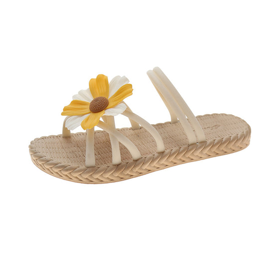 New summer fashion outer wear flat soft bottom flower sandals V183