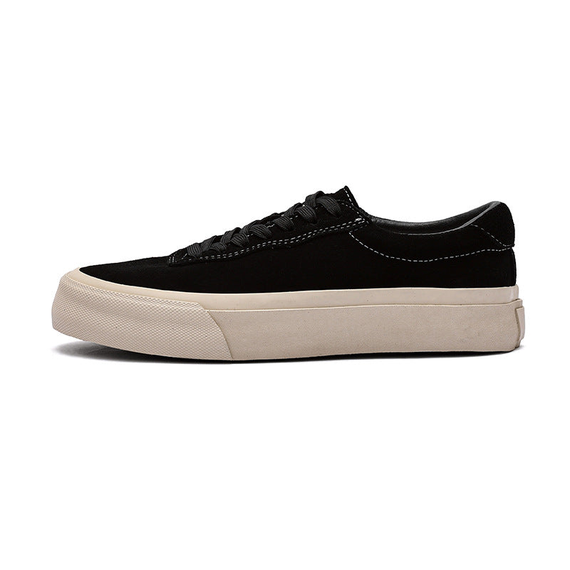 Breathable cow suede low-top solid color canvas shoes thick-soled casual shoes G882